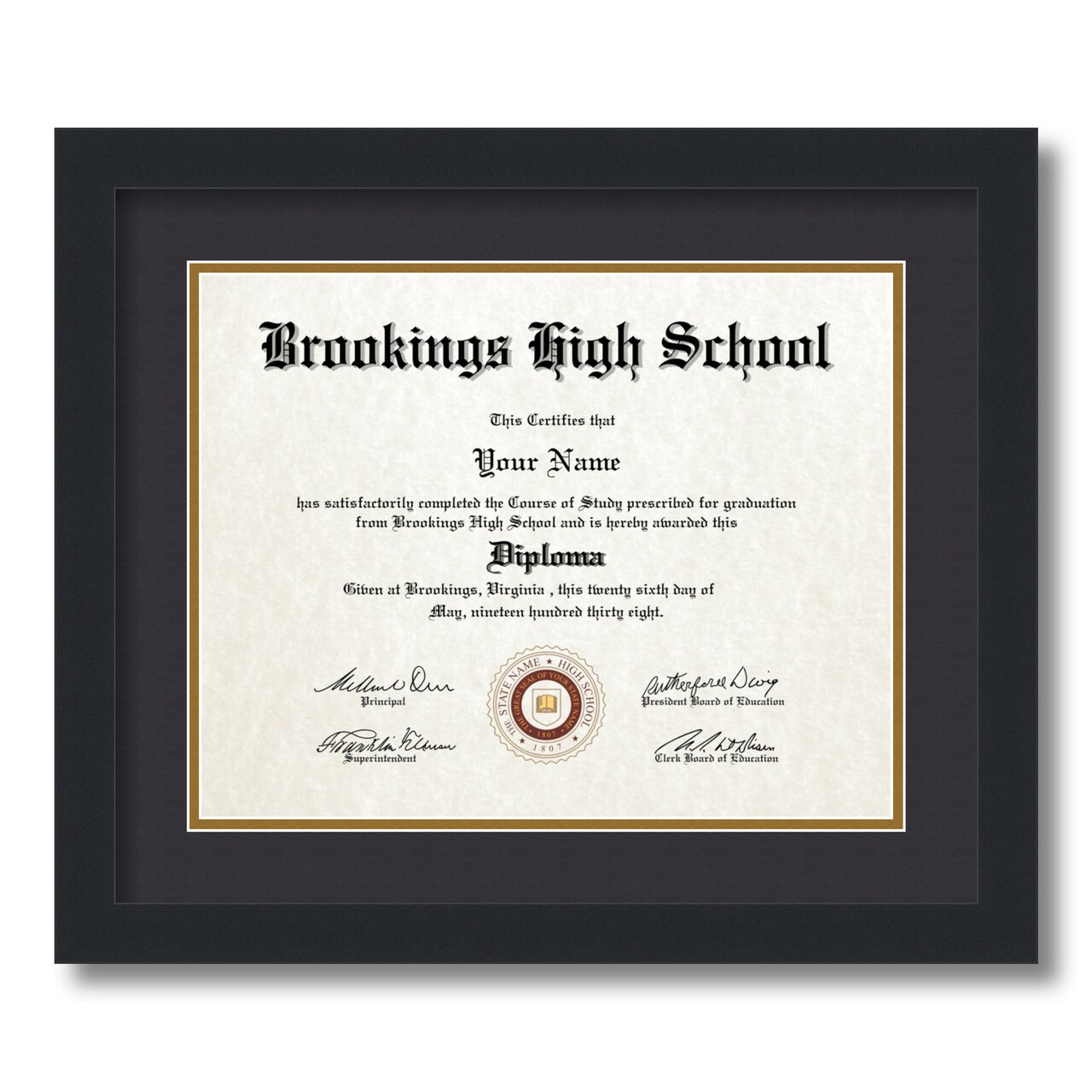 ArtToFrames 11x14 inch Diploma Frame - Framed with Black and Gold Mats, Comes with Regular Glass and Sawtooth Hanger for Wall Hanging (D-11x14)